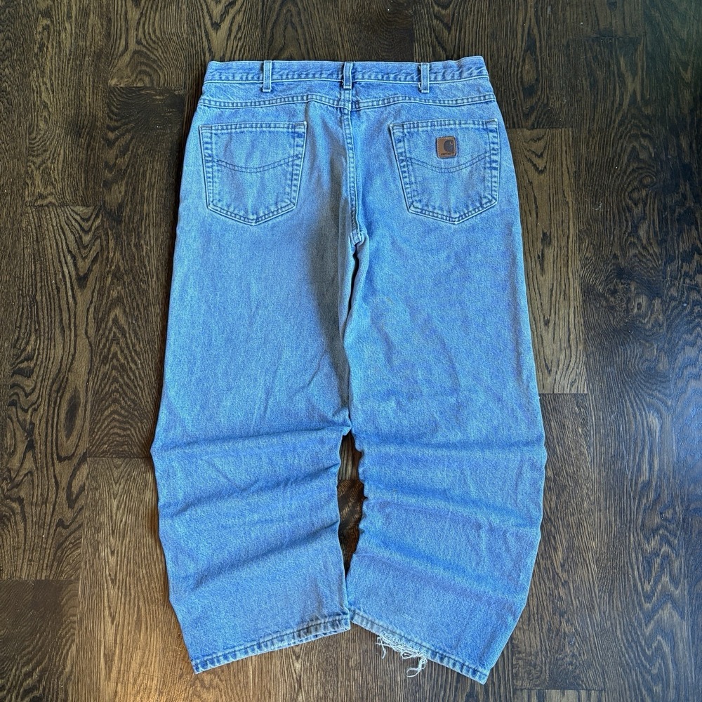 VTG Carhartt B167 STW Loose Jeans Mens 36x30 Baggy Denim Workwear Distressed